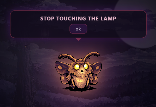 Angry text moth state from the untitled MÖTH experience